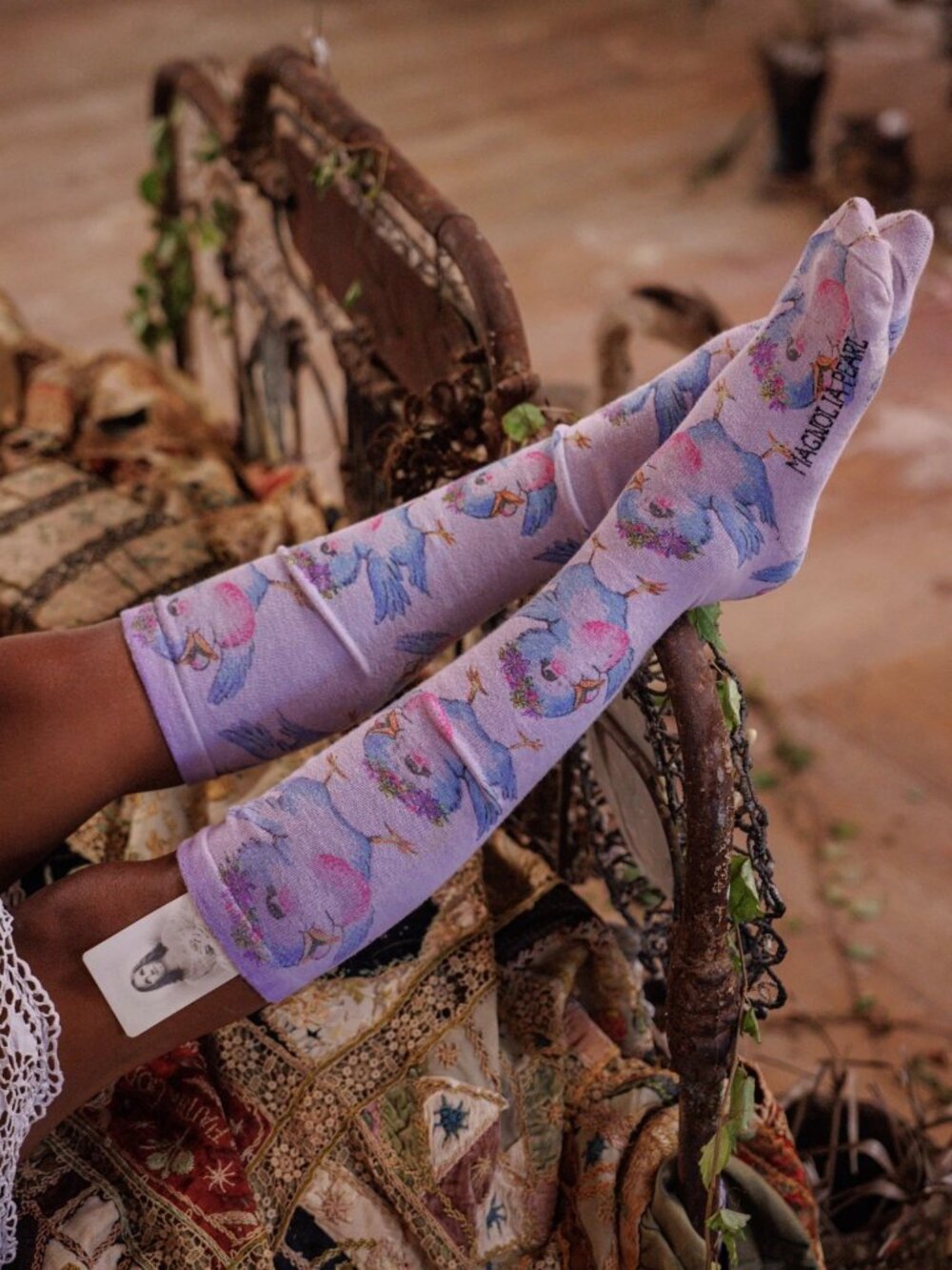 Magnolia Pearl Dancing Robin OTK Socks - Picture 3 of 4